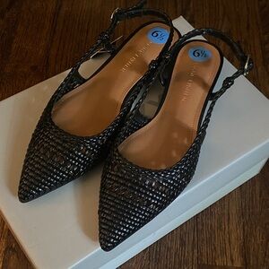 Marc Fisher Black Woven Slingback Heels